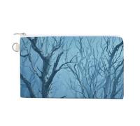 Jubonexis Canvas Wallet Bag,Cursed Dead Forest Pale Skeletal Trees Print Coin Purse, Zipper Change Purse,Small Cosmetic Bag