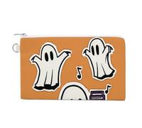 Jubonexis Canvas Wallet Bag,Cute Cartoon Ghosts Dancing Minimal Print Coin Purse, Zipper Change Purse,Small Cosmetic Bag