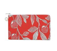 Jubonexis Canvas Wallet Bag,Cute Cherries Fruits Pattern Print Coin Purse, Zipper Change Purse,Small Cosmetic Bag