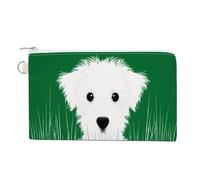 Jubonexis Canvas Wallet Bag,Cute Dog Hiding in The Grass Print Coin Purse, Zipper Change Purse,Small Cosmetic Bag