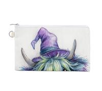 Jubonexis Canvas Wallet Bag,Cute Highland Cow Neon Green Print Coin Purse, Zipper Change Purse,Small Cosmetic Bag