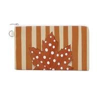 Jubonexis Canvas Wallet Bag,Cute Maple Leaf with White Polka Dots Print Coin Purse, Zipper Change Purse,Small Cosmetic Bag