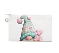 Jubonexis Canvas Wallet Bag,Cute Pastel Gnome Holding A Cupcake Print Coin Purse, Zipper Change Purse,Small Cosmetic Bag