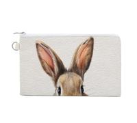 Jubonexis Canvas Wallet Bag,Cute Rabbit Colorful Easter Eggs Print Coin Purse, Zipper Change Purse,Small Cosmetic Bag