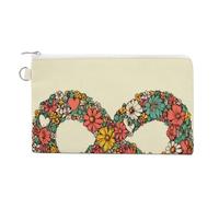 Jubonexis Canvas Wallet Bag,Daisy Chain Forever with Infinity Symbol Boho Print Coin Purse, Zipper Change Purse,Small Cosmetic Bag