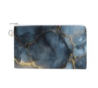 Jubonexis Canvas Wallet Bag,Dark Blue Gray Marble Texture Print Coin Purse, Zipper Change Purse,Small Cosmetic Bag
