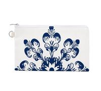 Jubonexis Canvas Wallet Bag,Dark Blue Snowflake Print Coin Purse, Zipper Change Purse,Small Cosmetic Bag