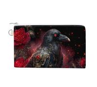 Jubonexis Canvas Wallet Bag,Dark Gothic Raven Glowing Red Eyes Print Coin Purse, Zipper Change Purse,Small Cosmetic Bag