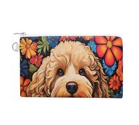 Jubonexis Canvas Wallet Bag,Dog Colorful Flowers Retro Graffiti Print Coin Purse, Zipper Change Purse,Small Cosmetic Bag