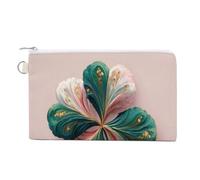 Jubonexis Canvas Wallet Bag,Elegant 3D Clover Print Coin Purse, Zipper Change Purse,Small Cosmetic Bag