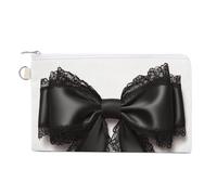 Jubonexis Canvas Wallet Bag,Feminine Goth Bow Print Coin Purse, Zipper Change Purse,Small Cosmetic Bag