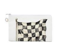 Jubonexis Canvas Wallet Bag,Finish Flag Black White Checkered Pattern Print Coin Purse, Zipper Change Purse,Small Cosmetic Bag