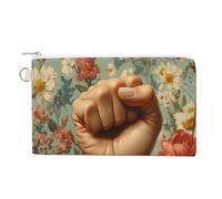 Jubonexis Canvas Wallet Bag,Fist Raised Flowers Print Coin Purse, Zipper Change Purse,Small Cosmetic Bag
