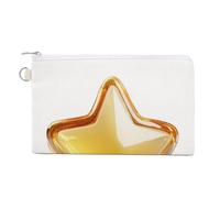 Jubonexis Canvas Wallet Bag,Five-Pointed Star Semi-Transparent Style Print Coin Purse, Zipper Change Purse,Small Cosmetic Bag