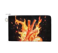 Jubonexis Canvas Wallet Bag,Flaming Heart Watercolor Print Coin Purse, Zipper Change Purse,Small Cosmetic Bag