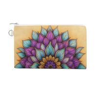 Jubonexis Canvas Wallet Bag,Flower Mandala Print Coin Purse, Zipper Change Purse,Small Cosmetic Bag