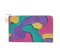 Jubonexis Canvas Wallet Bag,Flowing Wavy Shapes Hand-Cut Collage Aesthetic Print Coin Purse, Zipper Change Purse,Small Cosmetic Bag