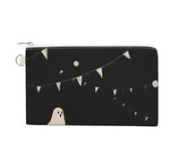 Jubonexis Canvas Wallet Bag,Ghosts Playing Baseball Print Coin Purse, Zipper Change Purse,Small Cosmetic Bag