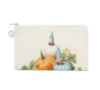 Jubonexis Canvas Wallet Bag,Gnome Blue and White Pumpkin Print Coin Purse, Zipper Change Purse,Small Cosmetic Bag