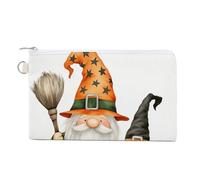 Jubonexis Canvas Wallet Bag,GNOME Pumpkin Black CAT Witch Hat Print Coin Purse, Zipper Change Purse,Small Cosmetic Bag