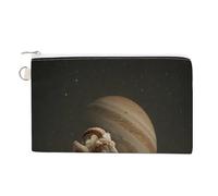 Jubonexis Canvas Wallet Bag,Goat Reading A Book Under The Planet Print Coin Purse, Zipper Change Purse,Small Cosmetic Bag