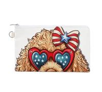 Jubonexis Canvas Wallet Bag,Goldendoodle Heart Sunglasses Print Coin Purse, Zipper Change Purse,Small Cosmetic Bag
