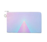 Jubonexis Canvas Wallet Bag,Gradient Light Blue Purple Pink Triangle Angles Print Coin Purse, Zipper Change Purse,Small Cosmetic Bag