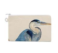 Jubonexis Canvas Wallet Bag,Great Blue Heron Print Coin Purse, Zipper Change Purse,Small Cosmetic Bag