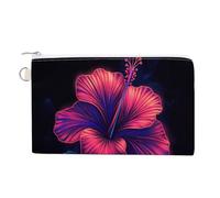 Jubonexis Canvas Wallet Bag,Hibiscus Flower Print Coin Purse, Zipper Change Purse,Small Cosmetic Bag