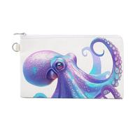 Jubonexis Canvas Wallet Bag,Large Blue Octopus Print Coin Purse, Zipper Change Purse,Small Cosmetic Bag