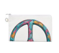 Jubonexis Canvas Wallet Bag,Large Peace Sign with Big Bold Letters Peace Print Coin Purse, Zipper Change Purse,Small Cosmetic Bag