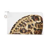 Jubonexis Canvas Wallet Bag,Leopard Print Football in Brown Black Print Coin Purse, Zipper Change Purse,Small Cosmetic Bag