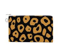 Jubonexis Canvas Wallet Bag,Leopard Spot Pattern Golden Brown and Black Print Coin Purse, Zipper Change Purse,Small Cosmetic Bag