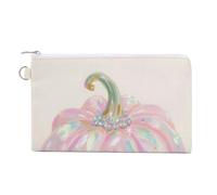 Jubonexis Canvas Wallet Bag,Light Pink Magical Pumpkin Print Coin Purse, Zipper Change Purse,Small Cosmetic Bag