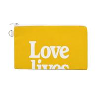 Jubonexis Canvas Wallet Bag,Love Lives Here on Yellow Print Coin Purse, Zipper Change Purse,Small Cosmetic Bag