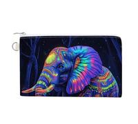 Jubonexis Canvas Wallet Bag,Majestic Elephant Psychedelic Mushrooms Print Coin Purse, Zipper Change Purse,Small Cosmetic Bag