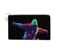 Jubonexis Canvas Wallet Bag,Man Playing Skateboard Neon Print Coin Purse, Zipper Change Purse,Small Cosmetic Bag