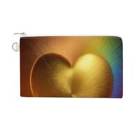 Jubonexis Canvas Wallet Bag,Metallic Heart Radiating Abstract Gradient Print Coin Purse, Zipper Change Purse,Small Cosmetic Bag