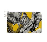 Jubonexis Canvas Wallet Bag,Minimal Banana Leaf Pattern Print Coin Purse, Zipper Change Purse,Small Cosmetic Bag