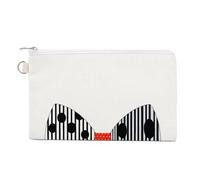 Jubonexis Canvas Wallet Bag,Minimal Bow Ties Black Spots Abstract Print Coin Purse, Zipper Change Purse,Small Cosmetic Bag