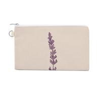 Jubonexis Canvas Wallet Bag,Minimalist A Single Lavender Sprig Print Coin Purse, Zipper Change Purse,Small Cosmetic Bag