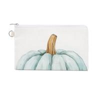 Jubonexis Canvas Wallet Bag,Muted Teal Light Green Pumpkin Print Coin Purse, Zipper Change Purse,Small Cosmetic Bag