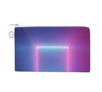 Jubonexis Canvas Wallet Bag,Neon Pink and Blue Door Print Coin Purse, Zipper Change Purse,Small Cosmetic Bag