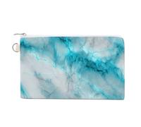 Jubonexis Canvas Wallet Bag,Neon White Blue Color Luxury Marble Print Coin Purse, Zipper Change Purse,Small Cosmetic Bag