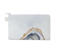 Jubonexis Canvas Wallet Bag,Oyster on The Half Shell Watercolor Print Coin Purse, Zipper Change Purse,Small Cosmetic Bag