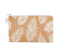 Jubonexis Canvas Wallet Bag,Palm Leaves on A Beige Boho Print Coin Purse, Zipper Change Purse,Small Cosmetic Bag