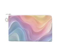 Jubonexis Canvas Wallet Bag,Pastel Gradient Waves Abstract Curves Print Coin Purse, Zipper Change Purse,Small Cosmetic Bag