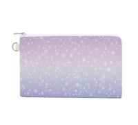 Jubonexis Canvas Wallet Bag,Pastel Lavender Purple and White Sparkle Gradient Print Coin Purse, Zipper Change Purse,Small Cosmetic Bag