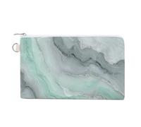Jubonexis Canvas Wallet Bag,Pastel Mint Gray Color Luxury Marble Print Coin Purse, Zipper Change Purse,Small Cosmetic Bag