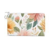 Jubonexis Canvas Wallet Bag,Pastel Sunflowers in Watercolor Print Coin Purse, Zipper Change Purse,Small Cosmetic Bag